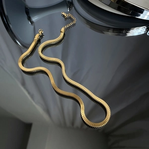 Elegant gold fish scale snake chain necklace in durable titanium steel for women