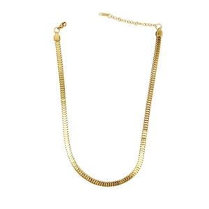 Gold titanium steel fish scale texture necklace with lobster clasp and adjustable chain