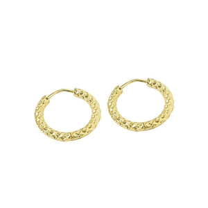 Goldene Titanstahl Creolen mit diamantgeschnittener geometrischer Oberfläche