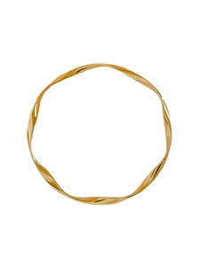 Minimalist gold Mobius twist bangle with wave texture in polished stainless steel