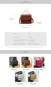 Detailoverzicht van de gewatteerde crossbodytas met afmetingen: 20 cm breed en 17 cm hoog