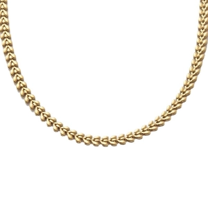 Golden wheat leaf chain necklace in premium stainless steel with matte finish design
