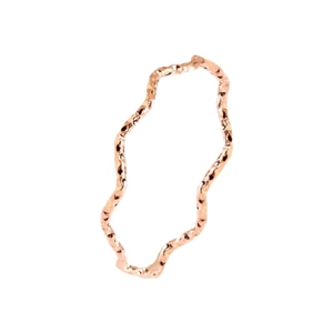 Elegant rose gold wave ring with minimalist hammer textured design on white background