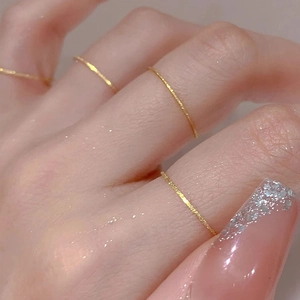 Minimalist gold frosted stackable rings with starlight shimmering texture for women