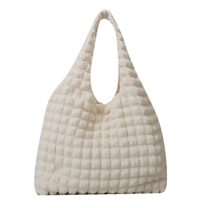 Sac à épaule pour femme avec texture pop-corn minimaliste en design bulle blanc cassé