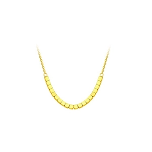 Gold cube bead minimalist necklace with geometric pendant on delicate O-chain