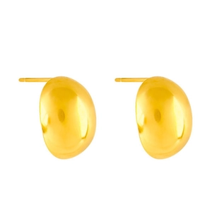Paire de puces d'oreilles haricot en titane doré avec une finition polie miroir
