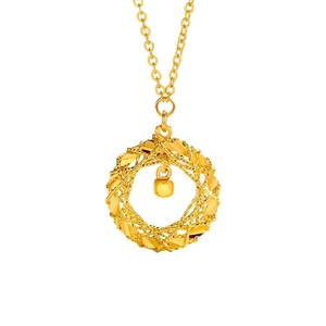Elegant gold Mobius dreamcatcher necklace featuring a hollow pendant and square cube charm