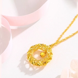Elegant gold hollow bird nest dreamcatcher pendant necklace with brushed metal finish