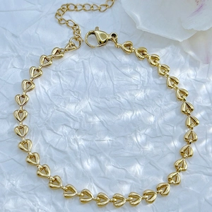 Heart Shaped Hollow Link Bracelet Titanium Steel Gold Plated Minimalist Adjustable Jewelry For Women