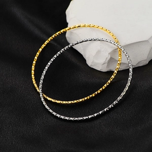 Fashion Shimmering Titanium Steel Bangle For Women 18K Gold Plated Sparkling Diamond Cut Thin Wrist Jewelry Bracelet Minimalist Accessory