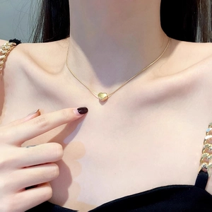 Elegant 3D heart pendant necklace with gold snake chain for women minimalist jewelry