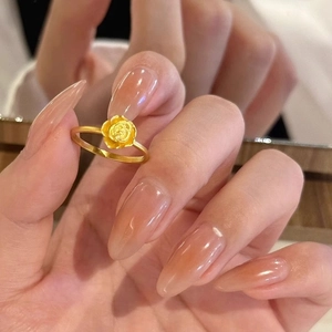 Rose Flower Ring Copper Gold Plated Minimalist Elegant Korean Style Jewelry For Women