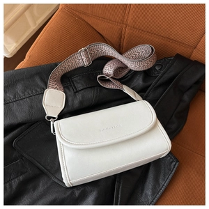Women Crossbody Bag PU Leather Small Square Flap Shoulder Purse Wide Strap Urban Simple Fashion Casual Versatile