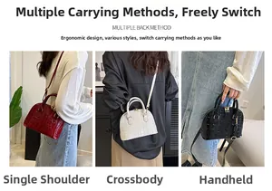 Three ways to wear this elegant crocodile pattern shell bag: shoulder, crossbody, and hand carry