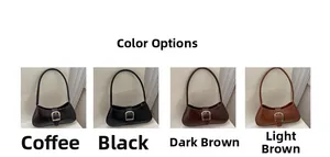 Collage of retro French baguette bags in coffee, black, dark brown, and light brown colors