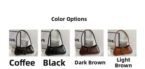 Collage of four vintage crossbody small square bags in coffee, black, and brown faux leather