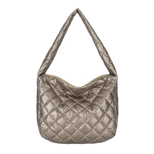 Sac hobo matelassé bronze métallisé avec tissu rembourré et grand volume intérieur