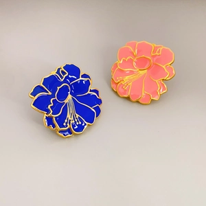 Vintage Enamel Flower Stud Earrings With 925 Sterling Silver Earring Post 18K Gold Plated Brass Floral Elegant Jewelry Women