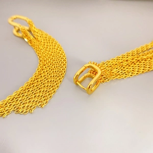 Palace Style 18K Gold Plated Copper Tassel Earrings Vintage Luxury U Shaped Long Chain Drop Earrings For Women Jewelry