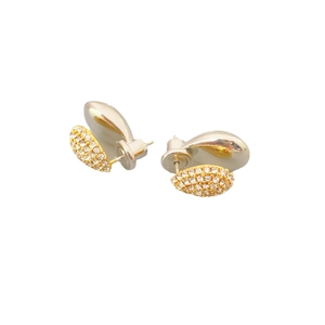 Elegant two-tone droplet stud earrings with polished silver and gold pavé zircon
