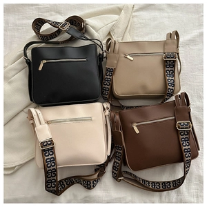 Borsa a Spalla da Donna in Pelle PU con Tracolla Larga Jacquard Borsa a Tracolla Casual Grande Capacità Semplicità Urbana