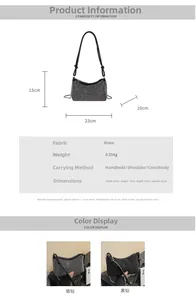 Tableau des tailles détaillé pour sac strass montrant les dimensions 23x15x10cm argent et noir