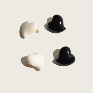 Boucles D'oreilles Coeur Vintage Avec 925 Sterling Silver Earring Post Cuivre Email Brillant Bijoux Designer Pour Femmes