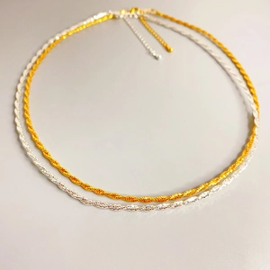 Twisted Rope Chain Necklace Minimalist Copper Gold Plated Choker For Women Fashion Commuter Adjustable Jewelry