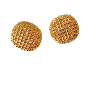 Orecchini a perno vintage placcati oro 18 carati con design a cupola a palline