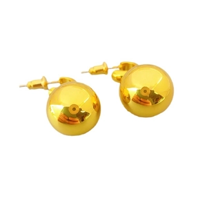 Polished 18k gold plated hollow ball stud earrings with minimalist spherical design