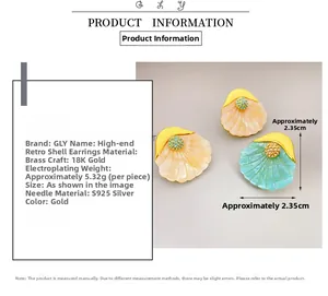 Detail specifications of 18K gold plated shell earrings with S925 silver needles
