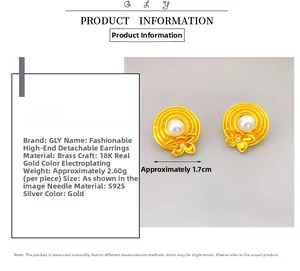 Detail specifications of 18K gold plated pearl earrings with S925 silver needle