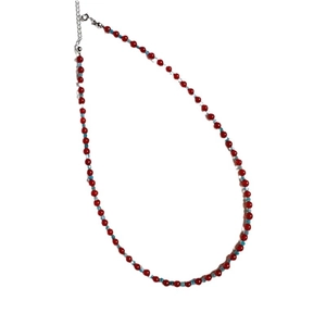 Collier en perles d'agate rouge minimaliste avec accents bleus et chaîne ajustable