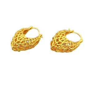 Luxurious 18K gold plated hollow woven earrings with geometric triangle mesh design