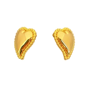 Elegant 925 silver heart stud earrings with gold plating and textured border