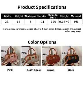 Size chart and color display of V-quilted faux leather handbags in pink, khaki and brown