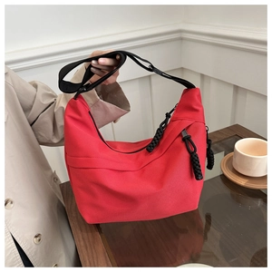 Large Capacity Lightweight Canvas Nylon Crescent Shoulder Bag For Women Casual Urban Hobo Crossbody Bag With Braided Zipper Puller