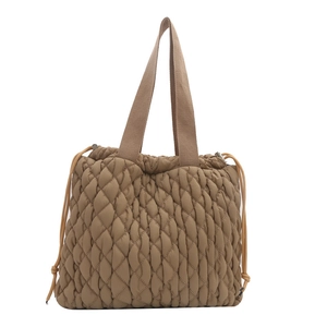 Minimalistische braune gesteppte Puffer-Tasche mit großem Fassungsvermögen für Pendler