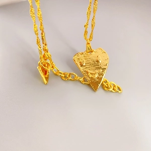 Luxurious 18K gold plated necklace with a smiley face heart pendant and rope chain