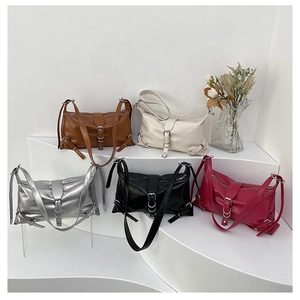Soft PU leather underarm bags for women in brown beige silver black and pink colors
