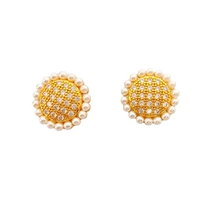Boucles d'oreilles vintage françaises avec perles et cristaux sur base dorée