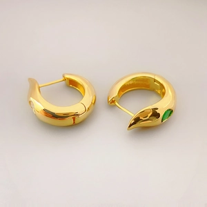 Boucles Oreilles Créoles Huggie Minimalistes Laiton Avec Plaqué Or 18K Incrusté Zircon Bijoux Géométriques Femmes