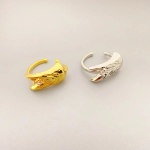 18K Gold Plated Brass Ear Cuffs No Piercing Angel Wings Star Cubic Zirconia Non Pierced Clip Earrings For Women