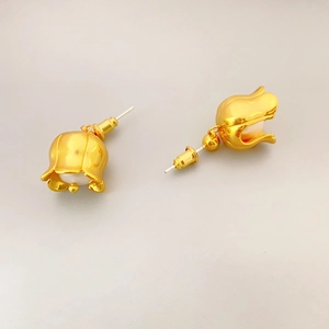 French vintage lily of the valley earrings with freshwater pearls and gold tassels