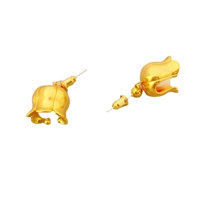 French vintage lily of the valley earrings with gold metal texture and drop design