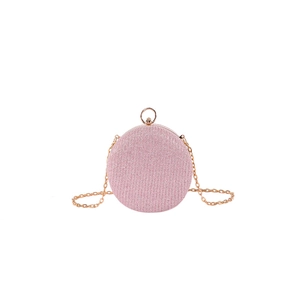 Petit sac rond rose scintillant avec bandoulière chaîne dorée élégante