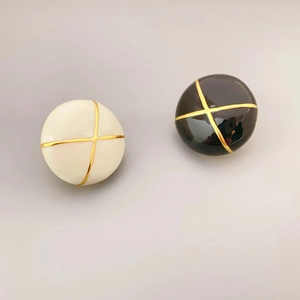 Retro Button Stud Earrings Enamel Brass With 925 Sterling Silver Earring Post French Elegant Cross Line For Women