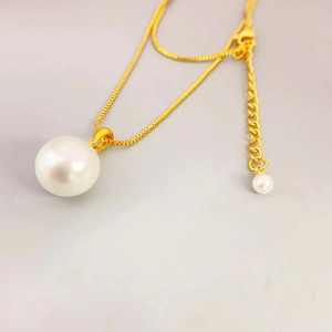Artificial Pearl Pendant Necklace 18K Gold Plated Copper Minimalist Elegant Jewelry Gift For Women Daily Wear