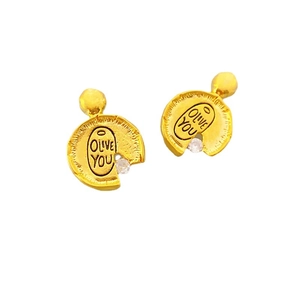 Golden olive you coin earrings with zircon stones and vintage style for women